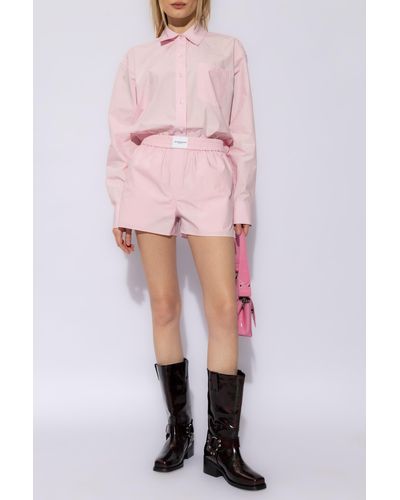 T By Alexander Wang Shorts With Logo, - Pink
