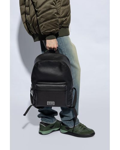 KENZO Leather Backpack, - Black