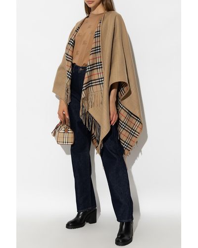 Burberry Wool Poncho - Natural