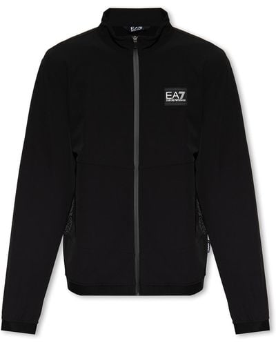 EA7 Training Jacket With Standing Collar, - Black