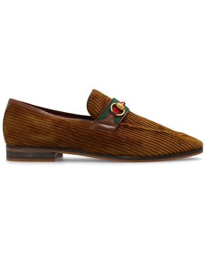 Gucci Corduroy Loafers, - Brown