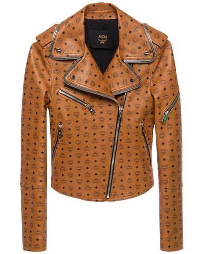 MCM Visetos Print Leather Rider Jacket - Brown
