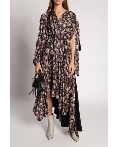 Balenciaga Patterned Dress - Brown