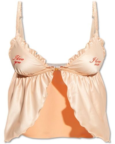 Stella McCartney Lingerie Top With Logo - Natural
