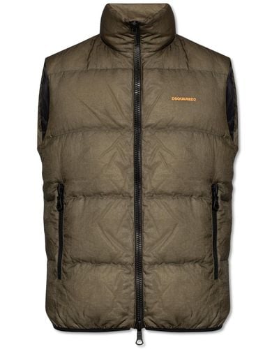 DSquared² Down Vest With Logo, - Green