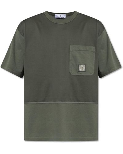 Stone Island T-shirt With A Pocket, - Green