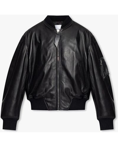 The Attico ‘Anja’ Leather Bomber Jacket - Black