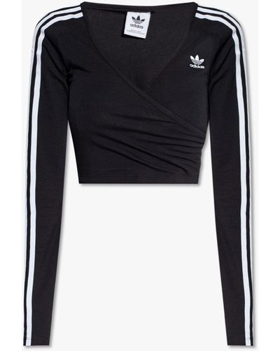 adidas Originals Crop Top With Long Sleeves - Black