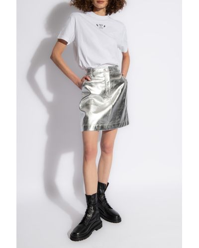 PS by Paul Smith Leather Skirt, - Metallic