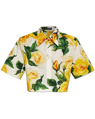 Dolce & Gabbana Shirt With Floral Motif, - Yellow