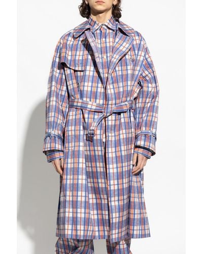 Vetements Blue Loose-fitting Trench Coat