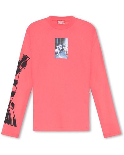DIESEL 't-crane-ls-l2' T-shirt, - Pink