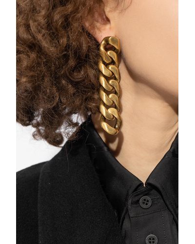 Balenciaga Earrings With Chain Motif, - Metallic