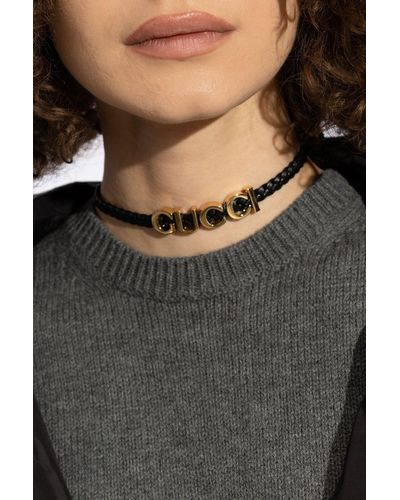 Gucci Leather '' Necklace - Black