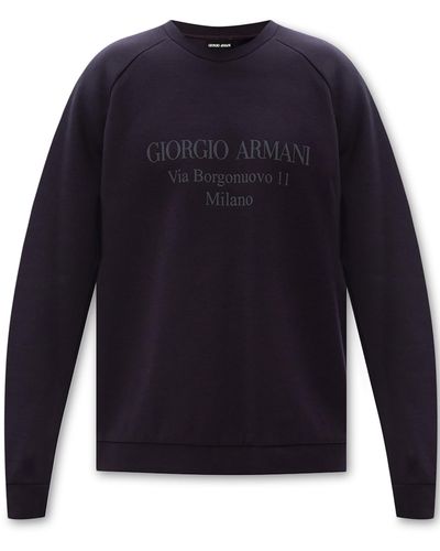 Giorgio Armani Sweatshirt With Logo - Blue