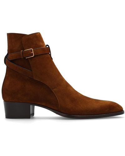 Saint Laurent ‘Wyatt’ Heeled Ankle Boots - Brown