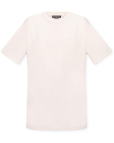 Balenciaga T-Shirt With Logo - Natural