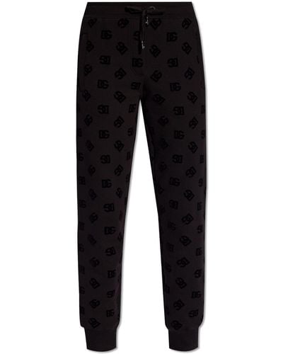 Dolce & Gabbana Sweatpants With Monogram, - Black