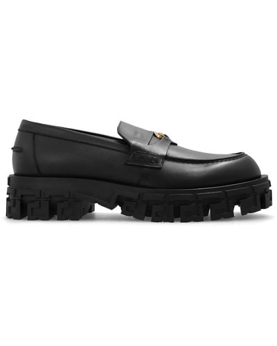 Versace Leather Loafers, - Black