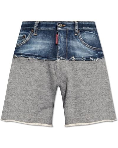DSquared² Shorts In Contrasting Fabrics, - Blue