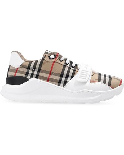 Burberry Sports Shoes With A Plaid Pattern, - Metallic