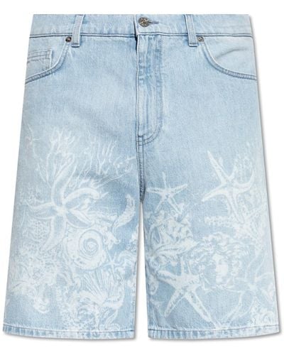 Versace Denim Shorts, , Light - Blue