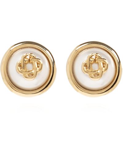 Casablancabrand Earrings With Glass Pearl, - Metallic