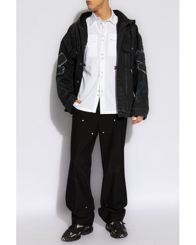 Off-White c/o Virgil Abloh Denim Jacket With Patches, - Black