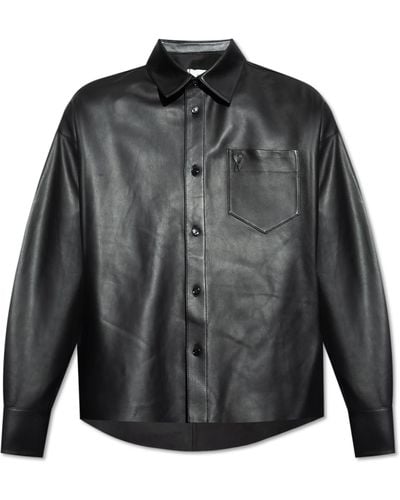 Ami Paris Leather Shirt - Black