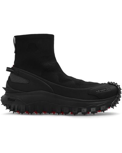 Moncler Trailgrip Stretch-knit And Rubber High-top Trainers - Black