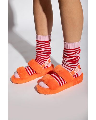 UGG 'oh Yeah' Fur Sandals - Orange