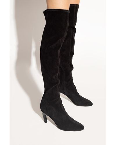 Tory Burch Suede Heeled Knee-High Boots - Black