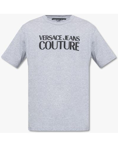 Versace Logo-print Cotton T-shirt - Gray