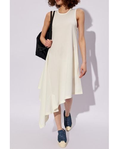 Y-3 Asymmetrical Sleeveless Dress, - White