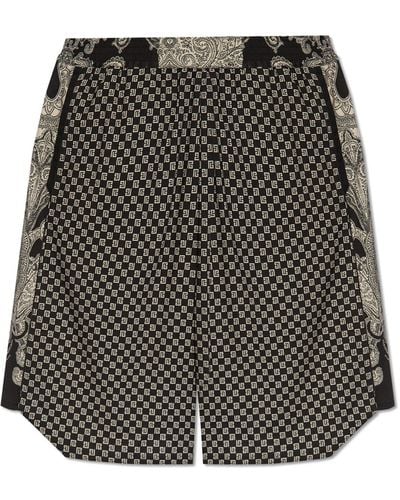 Balmain Shorts With Monogram, - Grey