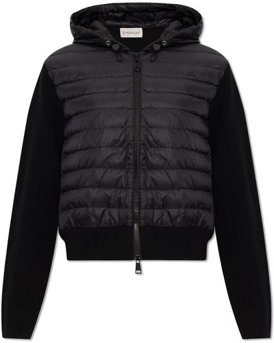 Moncler Hoodie With Down Front, - Black