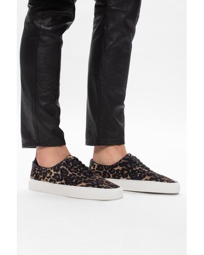 Saint Laurent Leopard Print Sneakers - Brown