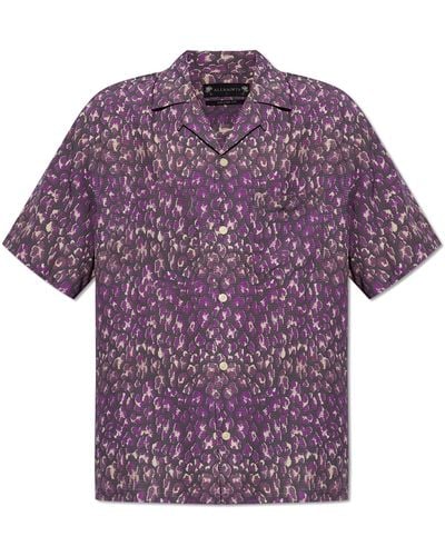 AllSaints 'ikuma' Shirt With Animal Motif, - Purple