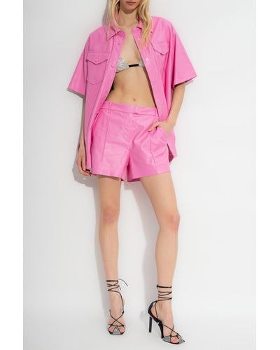 Stand Studio 'kirsty' Shorts In Vegan Leather, - Pink
