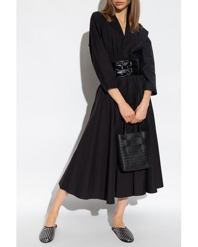 Alaïa Dress With Elastic Waist Belt - Black