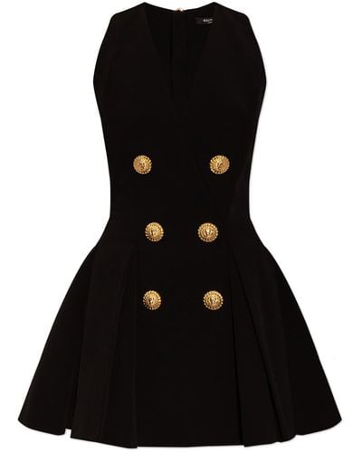 Balmain Sleeveless Dress, - Black