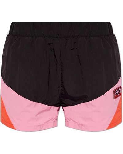EA7 Shorts With Logo Patch, - Black