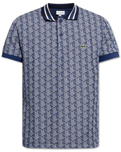 Lacoste Polo Shirt With Monogram, - Blue