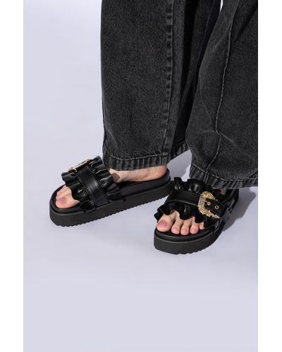 Versace Platform Slippers - Black