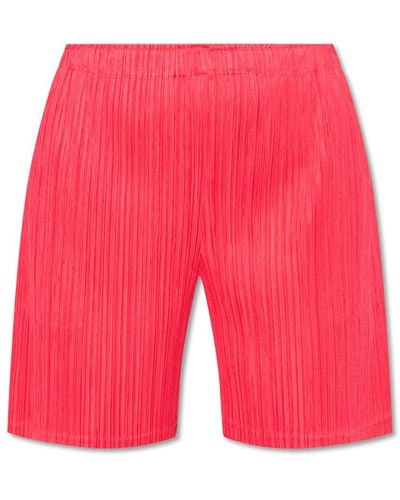 Pleats Please Issey Miyake Pleated Shorts - Red