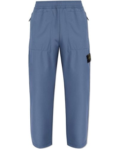 Stone Island Trousers With Logo Patch - Blue