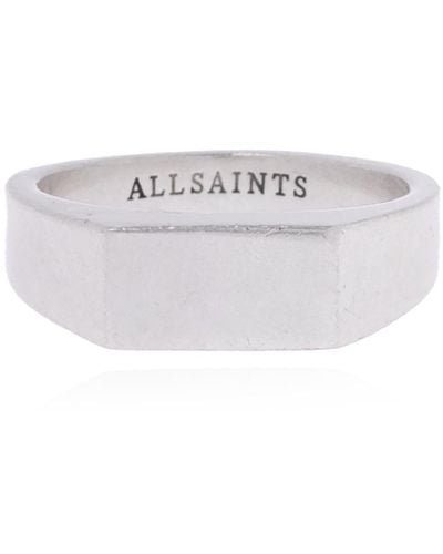 AllSaints Silver Ring, - Metallic