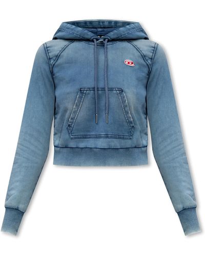 DIESEL 'd-angy-hood-ne' Denim Sweatshirt, - Blue