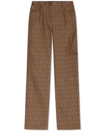 Versace Trousers With Logo - Brown