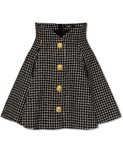 Balmain Plaid Pattern Skirt - Black